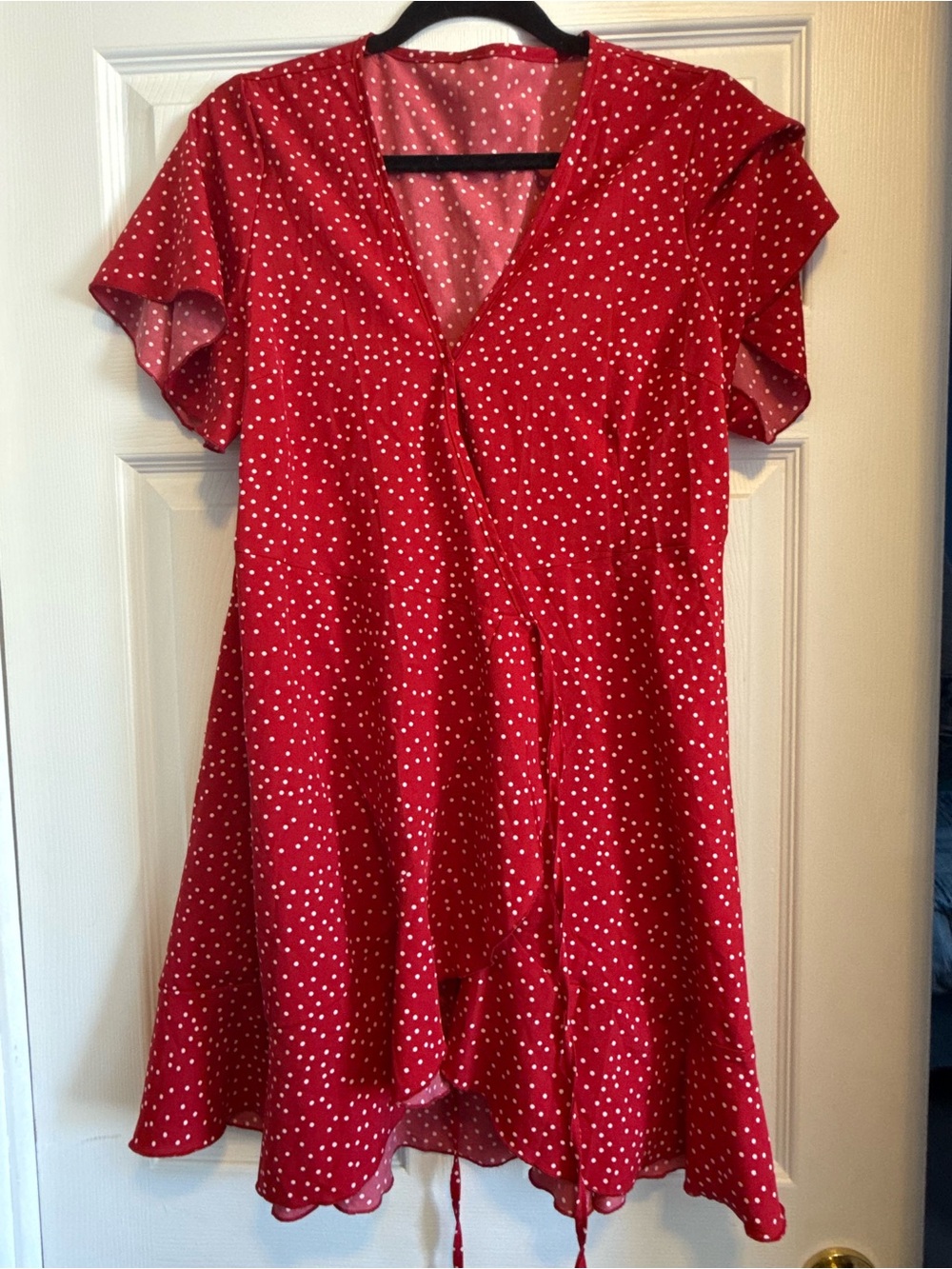 Red Polka Dot V-Neck Women’s Top